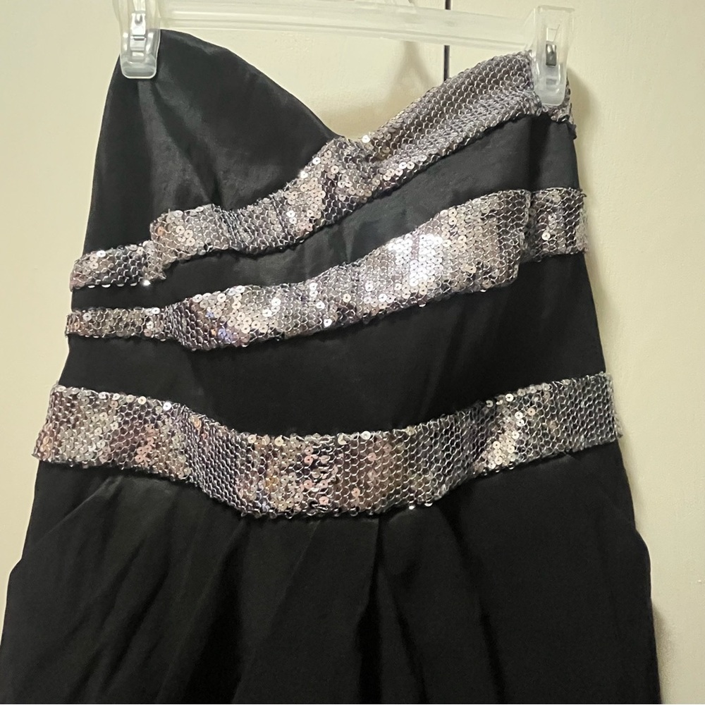 Torrid Black and Silver Sequin Strapless A-Line Dress - Picture 2 of 10